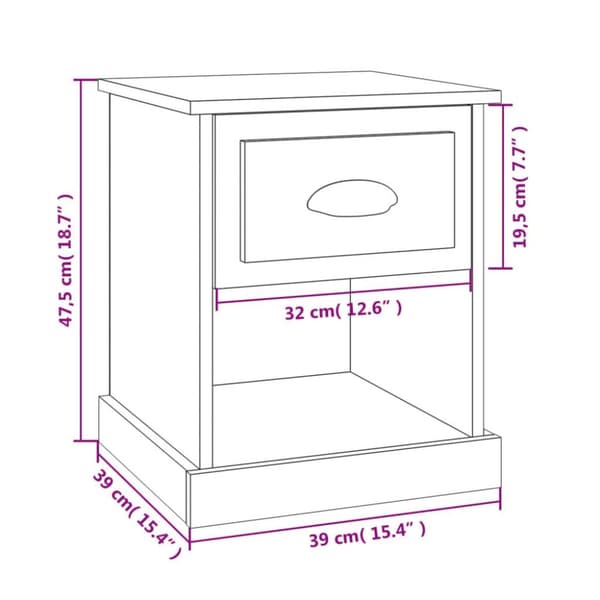 vidaXL Nattbord 2 stk betonggrå 39x39x47,5 cm konstruert tre