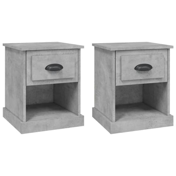 vidaXL Nattbord 2 stk betonggrå 39x39x47,5 cm konstruert tre