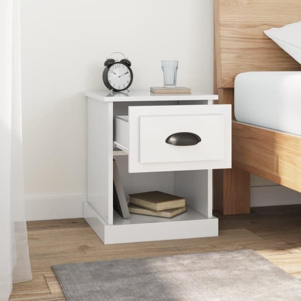 vidaXL Nattbord høyglans hvit 39x39x47,5 cm konstruert tre