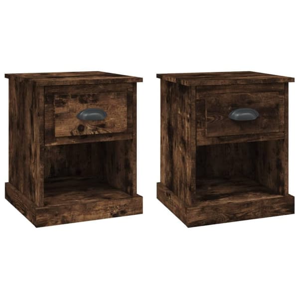 vidaXL Nattbord 2 stk røkt eik 39x39x47,5 cm konstruert tre