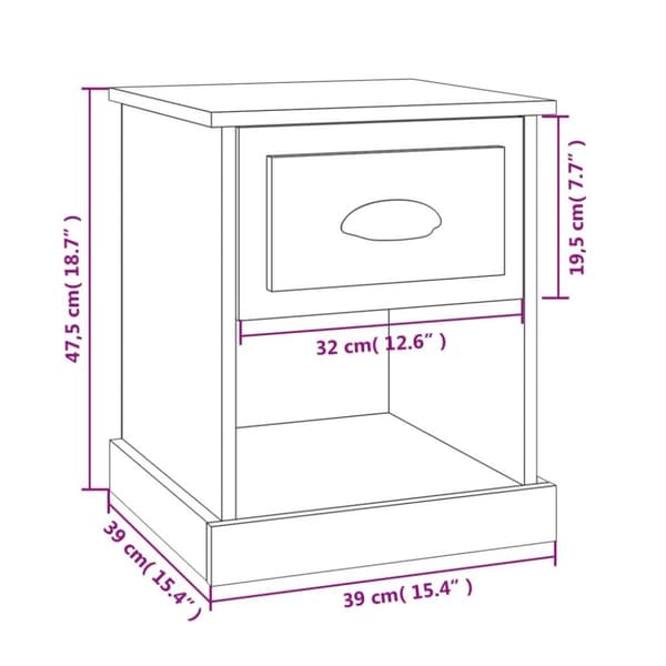 vidaXL sengebord 39x39x47,5 cm konstrueret træ sort