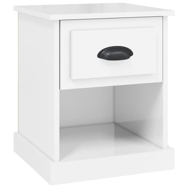 vidaXL sengebord 39x39x47,5 cm konstrueret træ hvid højglans