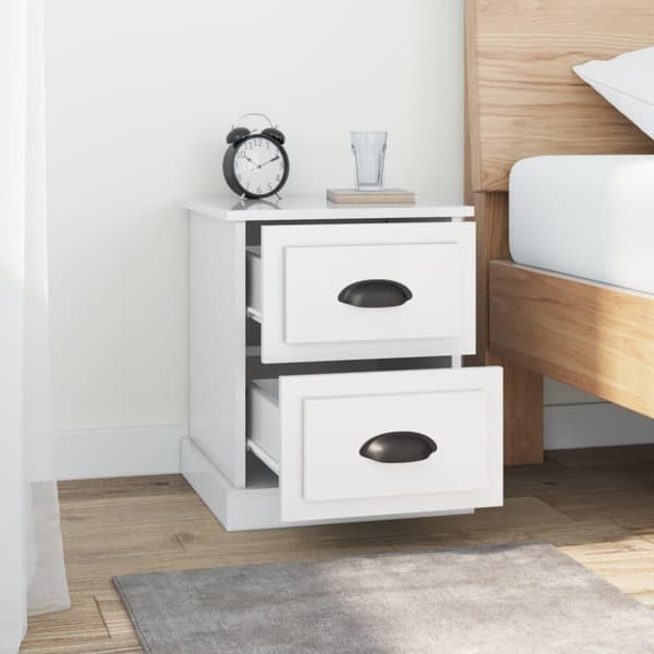 vidaXL Nattbord 2 stk høyglans hvit 39x39x47,5 cm konstruert tre