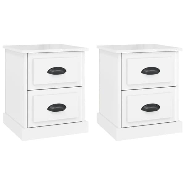 vidaXL Nattbord 2 stk høyglans hvit 39x39x47,5 cm konstruert tre