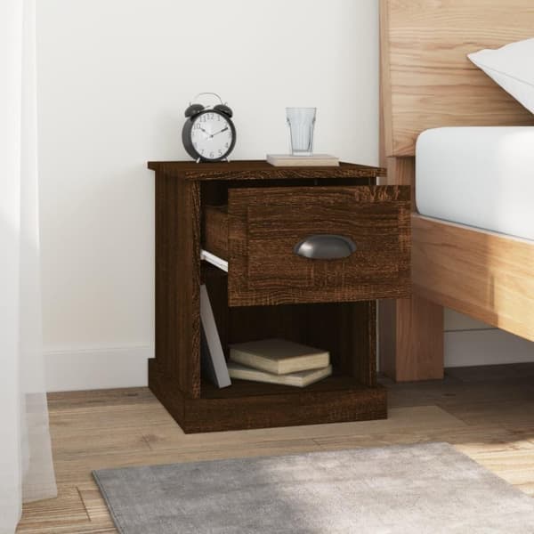 vidaXL Nattbord brun eik 39x39x47,5 cm konstruert tre
