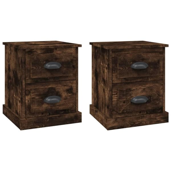 vidaXL Nattbord 2 stk røkt eik 39x39x47,5 cm konstruert tre