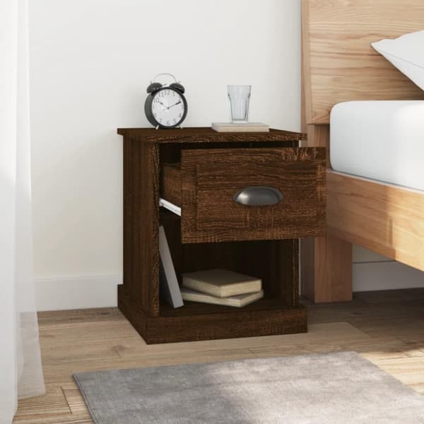 vidaXL sengeborde 2 stk. 39x39x47,5 cm konstrueret træ brunt eg