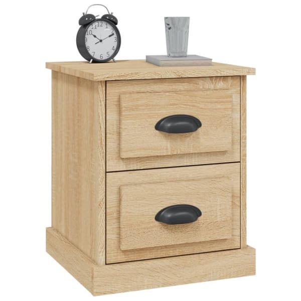 vidaXL sengeborde 2 stk. 39x39x47,5 cm konstrueret træ sonoma-eg
