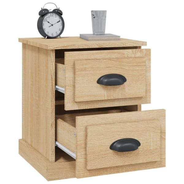 vidaXL sengeborde 2 stk. 39x39x47,5 cm konstrueret træ sonoma-eg