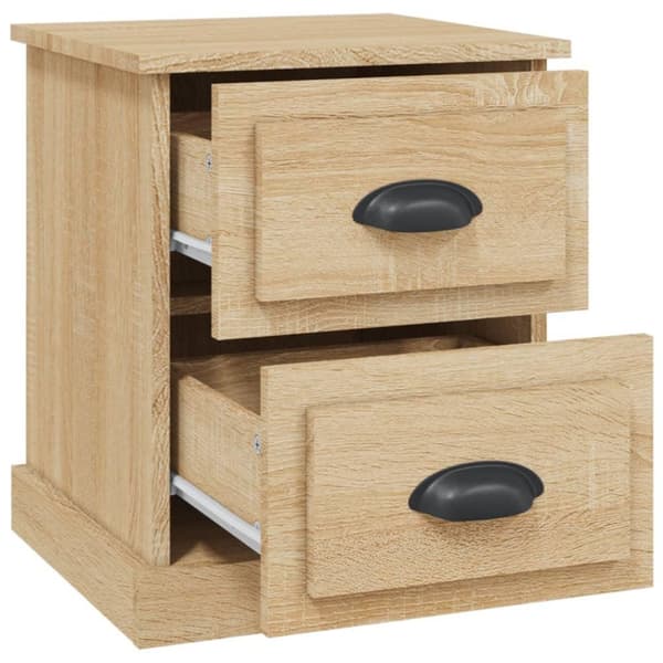 vidaXL sengeborde 2 stk. 39x39x47,5 cm konstrueret træ sonoma-eg