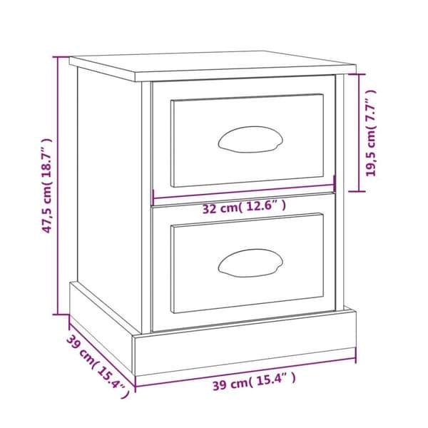 vidaXL sengeborde 2 stk. 39x39x47,5 cm konstrueret træ sonoma-eg