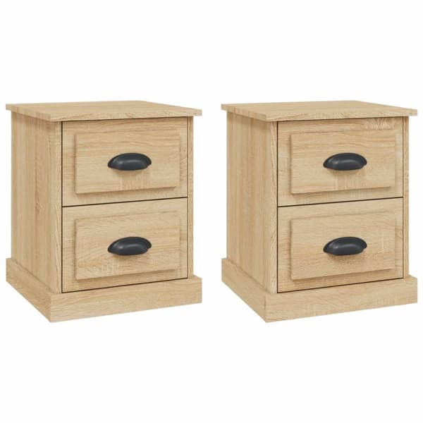 vidaXL sengeborde 2 stk. 39x39x47,5 cm konstrueret træ sonoma-eg
