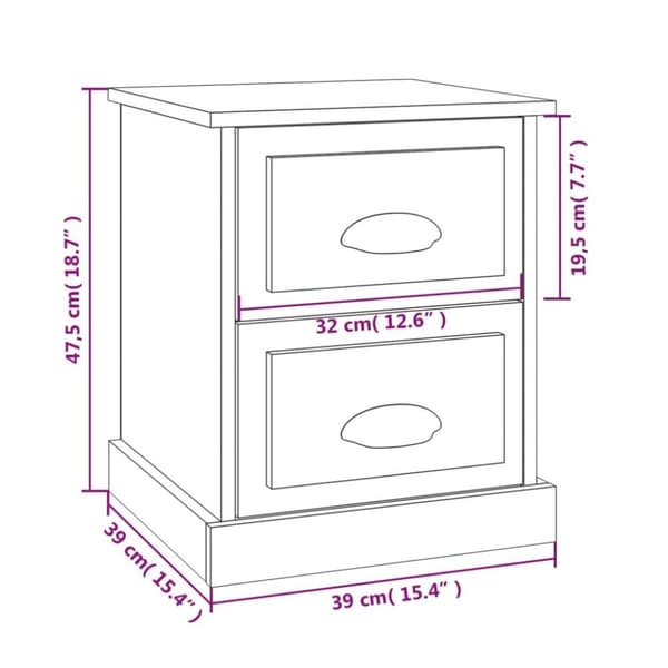 vidaXL sengebord 39x39x47,5 cm konstrueret træ hvid