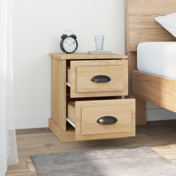 vidaXL sengebord 39x39x47,5 cm konstrueret træ sonoma-eg