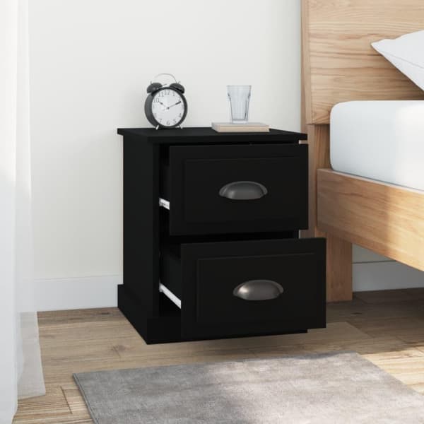 vidaXL sengeborde 2 stk. 39x39x47,5 cm konstrueret træ sort