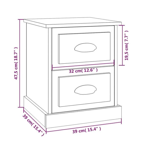 vidaXL sengeborde 2 stk. 39x39x47,5 cm konstrueret træ sort