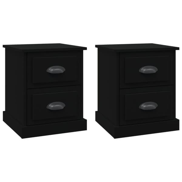 vidaXL sengeborde 2 stk. 39x39x47,5 cm konstrueret træ sort