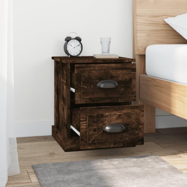 vidaXL Yöpöydät 2 kpl savutammi 39x39x47,5 cm tekninen puu