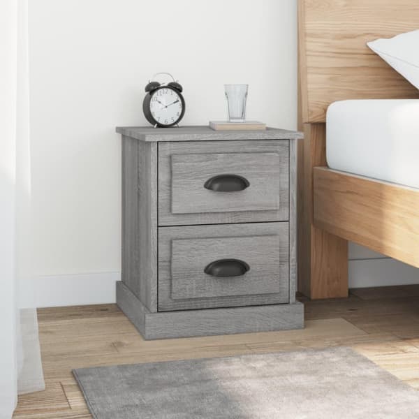 vidaXL sengeborde 2 stk. 39x39x47,5 cm konstrueret træ grå sonoma-eg