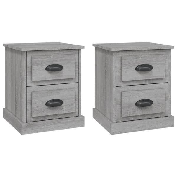 vidaXL sengeborde 2 stk. 39x39x47,5 cm konstrueret træ grå sonoma-eg