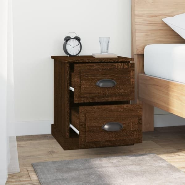 vidaXL sengeborde 2 stk. 39x39x47,5 cm konstrueret træ brunt eg