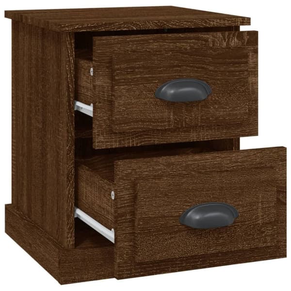 vidaXL sengeborde 2 stk. 39x39x47,5 cm konstrueret træ brunt eg