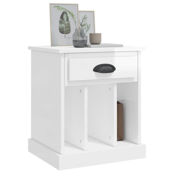 vidaXL sengeborde 2 stk. 43x36x50 cm hvid højglans