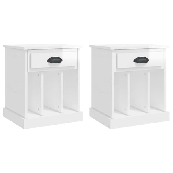 vidaXL sengeborde 2 stk. 43x36x50 cm hvid højglans
