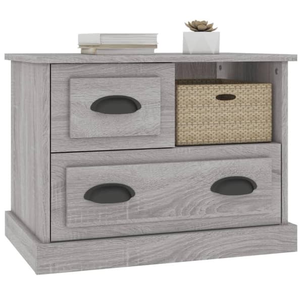 vidaXL sengebord 60x39x45 cm grå sonoma-eg
