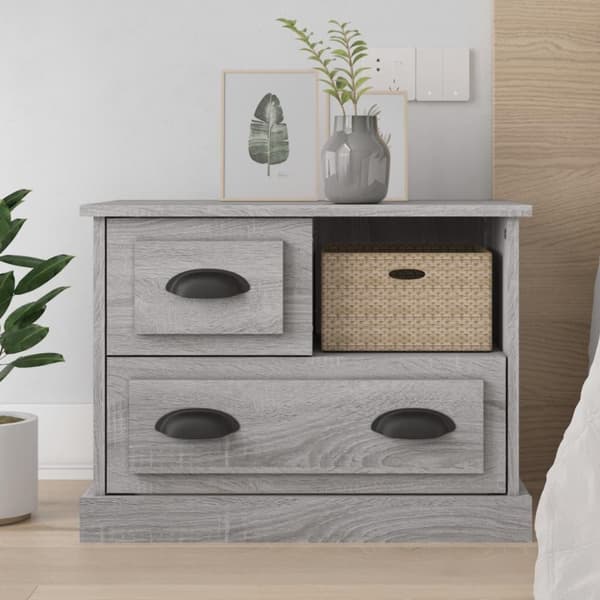 vidaXL sengebord 60x39x45 cm grå sonoma-eg
