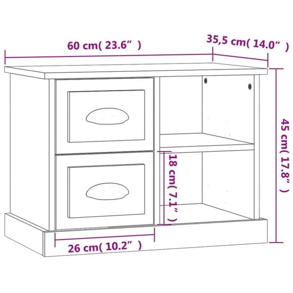 vidaXL sengebord 60x35,5x45 cm hvid