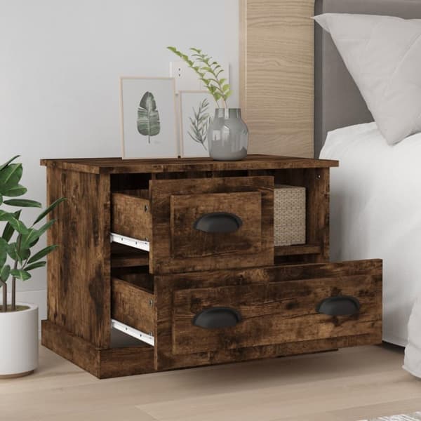 vidaXL sengebord 60x39x45 cm røget egetræsfarve