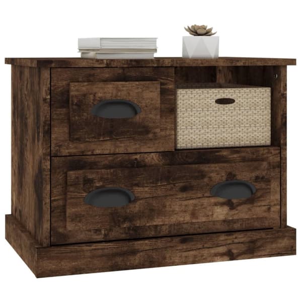 vidaXL sengebord 60x39x45 cm røget egetræsfarve
