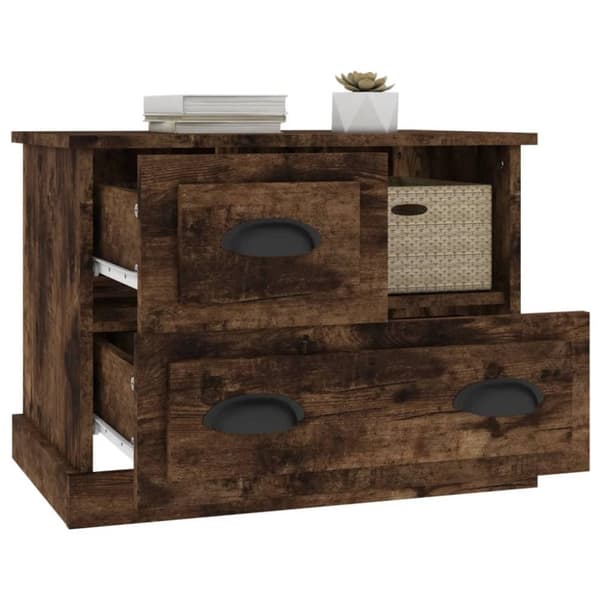 vidaXL sengebord 60x39x45 cm røget egetræsfarve