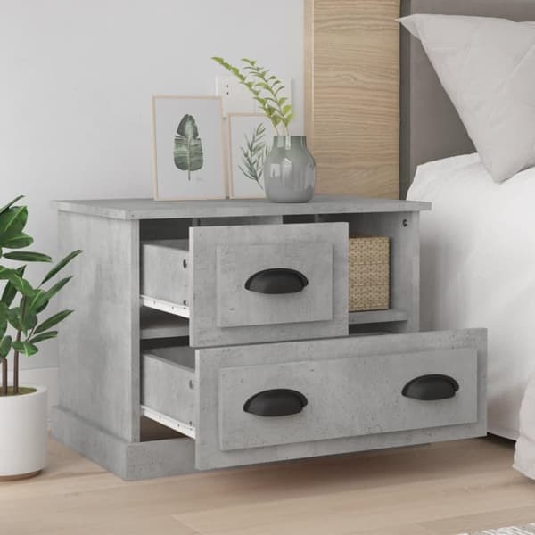 vidaXL sengebord 60x39x45 cm betongrå