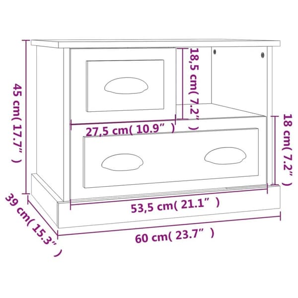vidaXL sengebord 60x39x45 cm betongrå