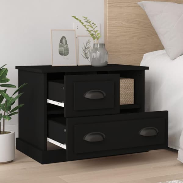 vidaXL sengebord 60x39x45 cm sort