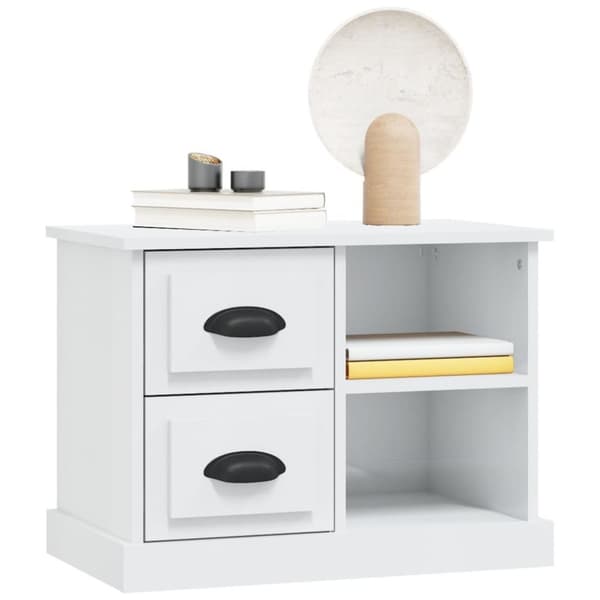 vidaXL sengebord 60x35,5x45 cm hvid højglans