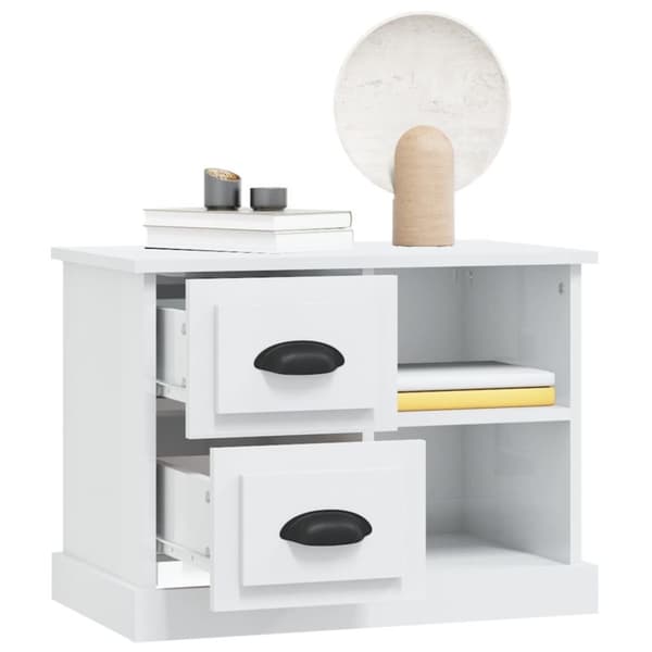 vidaXL sengebord 60x35,5x45 cm hvid højglans