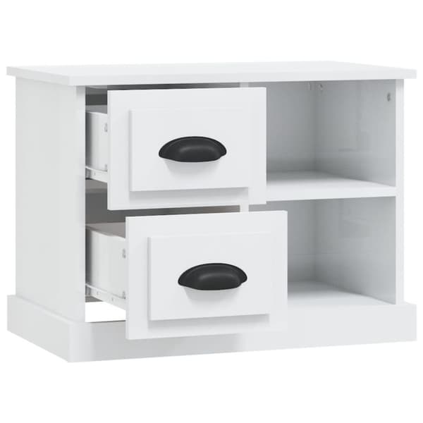 vidaXL sengebord 60x35,5x45 cm hvid højglans
