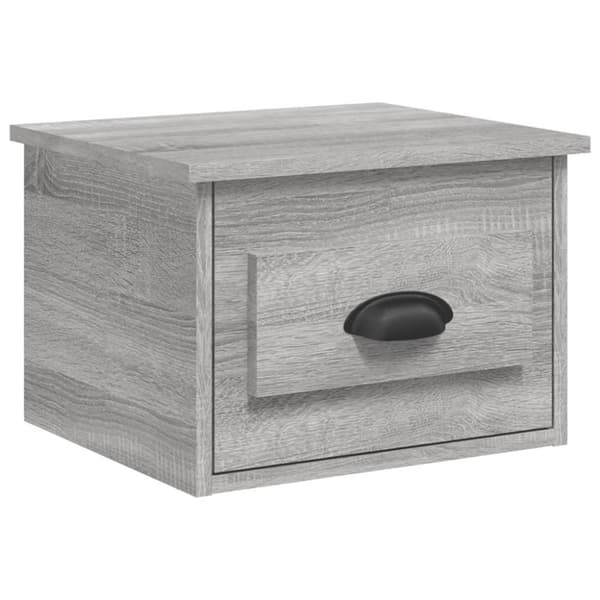 vidaXL Seinäkiinnitettävät yöpöydät 2 kpl harmaa Sonoma 41,5x36x28 cm