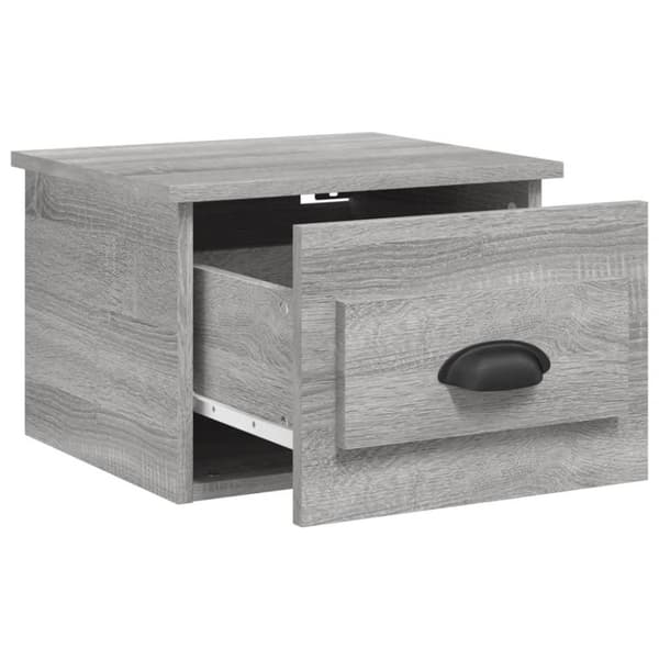 vidaXL Seinäkiinnitettävät yöpöydät 2 kpl harmaa Sonoma 41,5x36x28 cm