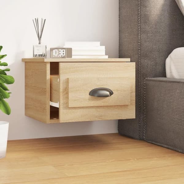 vidaXL væghængte sengeborde 2 stk. 41,5x36x28 cm sonoma-eg