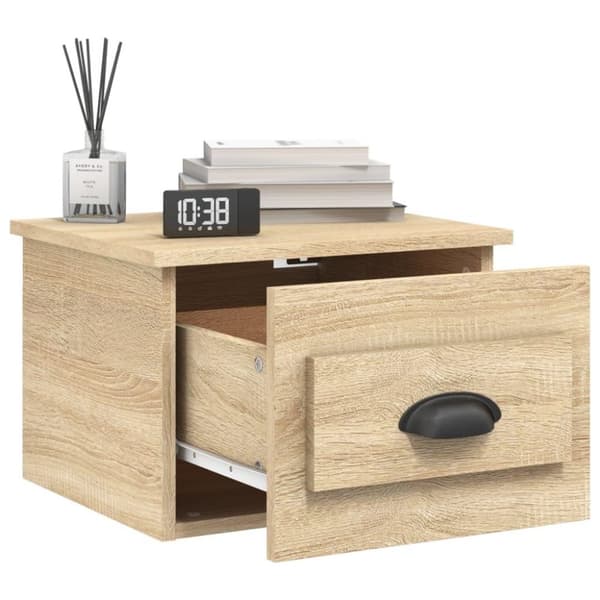 vidaXL væghængte sengeborde 2 stk. 41,5x36x28 cm sonoma-eg
