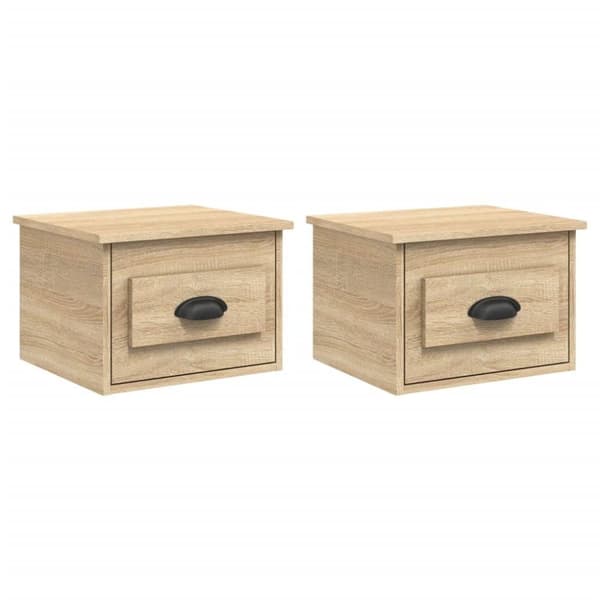 vidaXL væghængte sengeborde 2 stk. 41,5x36x28 cm sonoma-eg