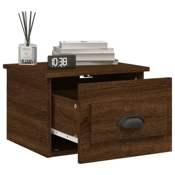 vidaXL Veggmonterte nattbord 2 stk brun eik 41,5x36x28 cm