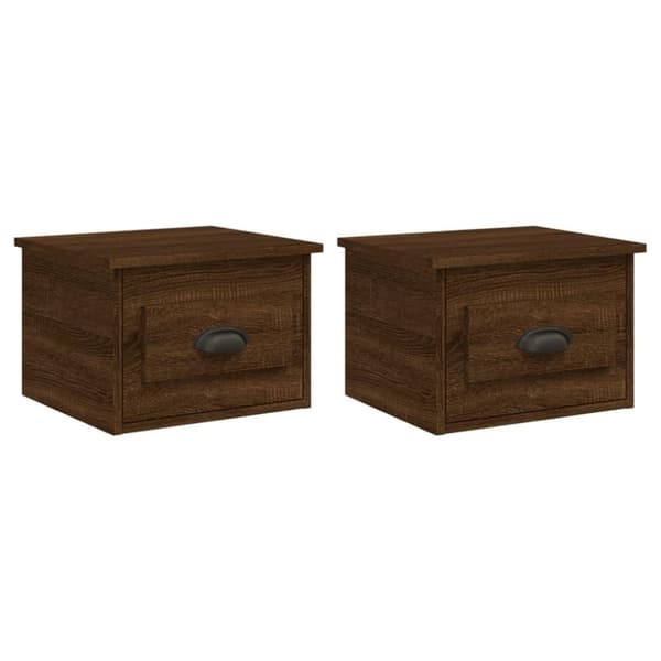 vidaXL Veggmonterte nattbord 2 stk brun eik 41,5x36x28 cm