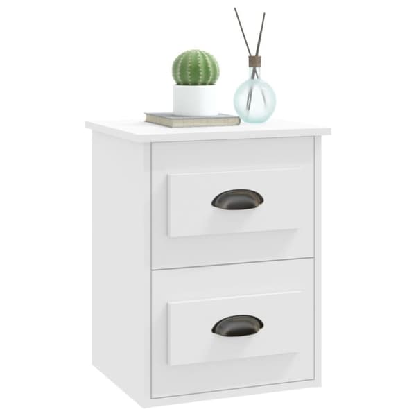 vidaXL Veggmontert nattbord hvit 41,5x36x53 cm