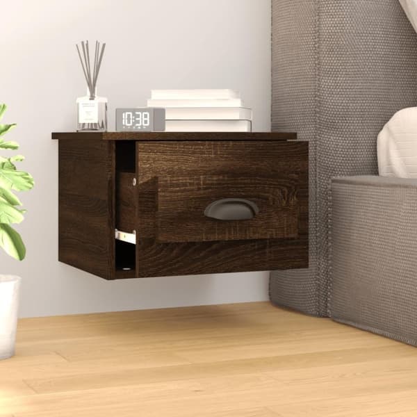 vidaXL Väggmonterade sängbord brun ek 41,5x36x28 cm