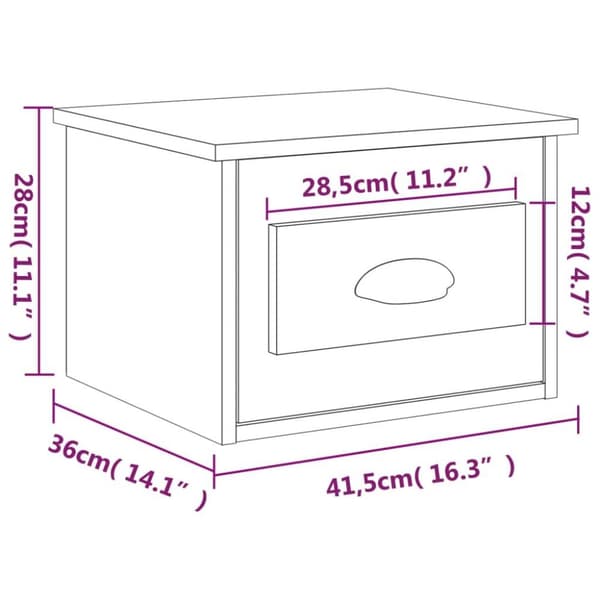 vidaXL Väggmonterade sängbord brun ek 41,5x36x28 cm